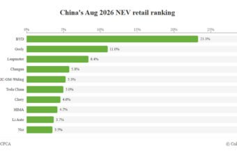 Çin NEV bazar payı avqust: BYD 23.3%, Tesla top 10-da - chinacar.az